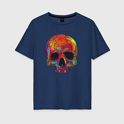 Футболка оверсайз женская Cool color skull, цвет: тёмно-синий