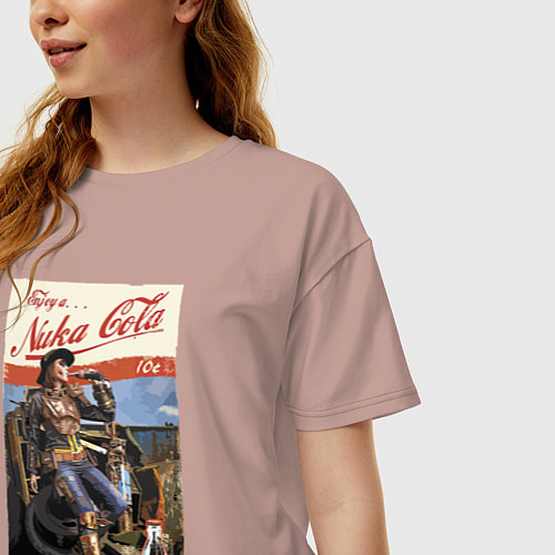 Женская футболка оверсайз Nuka Cola - raid your first! / Пыльно-розовый – фото 3
