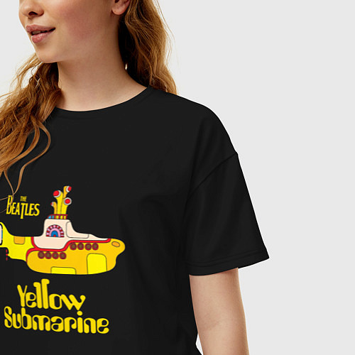 Женская футболка оверсайз On a Yellow Submarine / Черный – фото 3