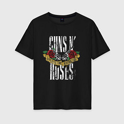 Футболка оверсайз женская Guns N Roses Рок группа, цвет: черный