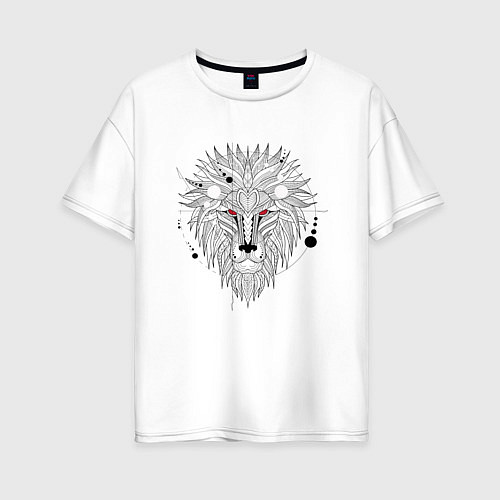 Женская футболка оверсайз Эскиз головы льва / Белый – фото 1