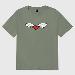 Футболка оверсайз женская HA КРЫЛЬЯХ ЛЮБВИ, цвет: авокадо