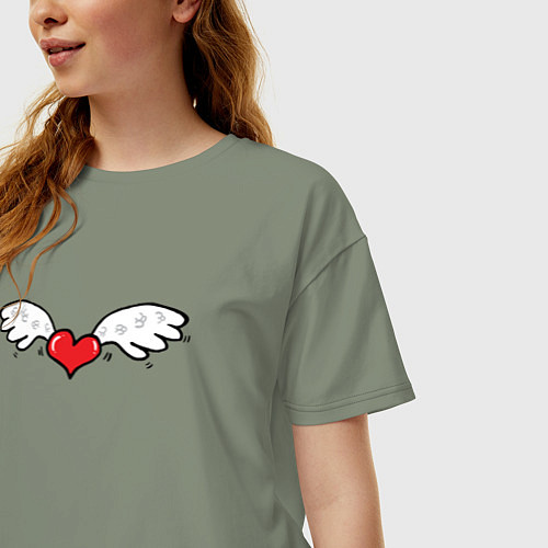 Женская футболка оверсайз HA КРЫЛЬЯХ ЛЮБВИ / Авокадо – фото 3