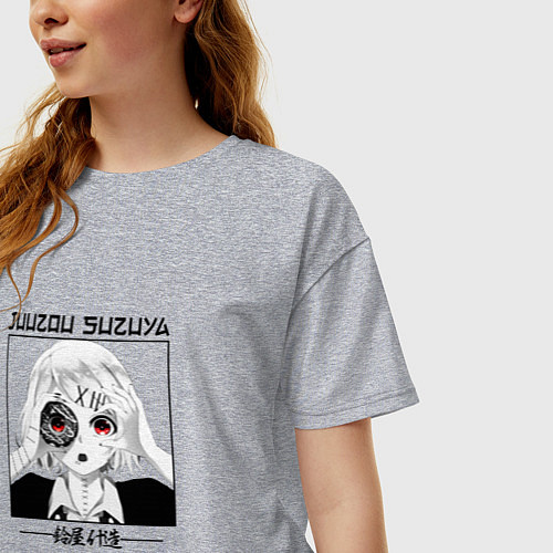 Женская футболка оверсайз Токийский гуль Tokyo Ghoul, Джузо Сузуя Juuzou Suz / Меланж – фото 3