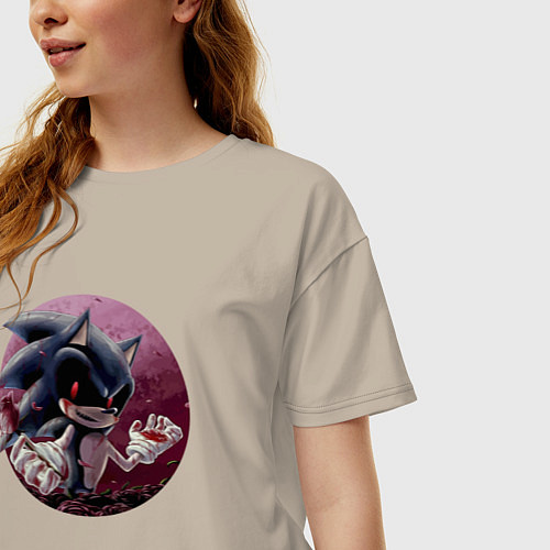 Женская футболка оверсайз Sonic Exe Video game Rose / Миндальный – фото 3