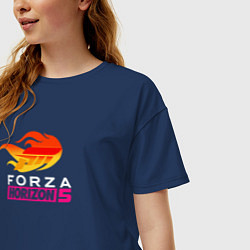 Футболка оверсайз женская Forza Horizon 5 logo, цвет: тёмно-синий — фото 2