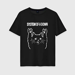Женская футболка оверсайз System of a Down Рок кот