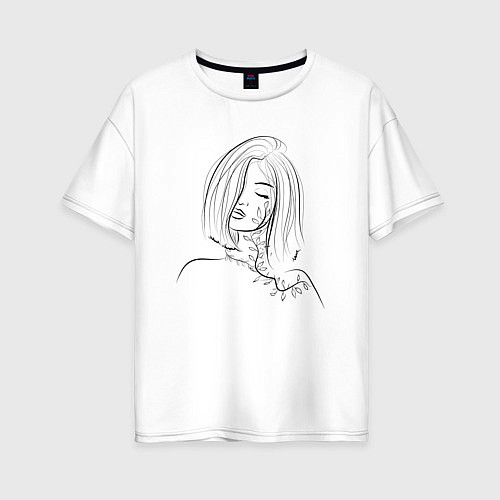 Женская футболка оверсайз Поцелуй природы Чернобелое / Белый – фото 1