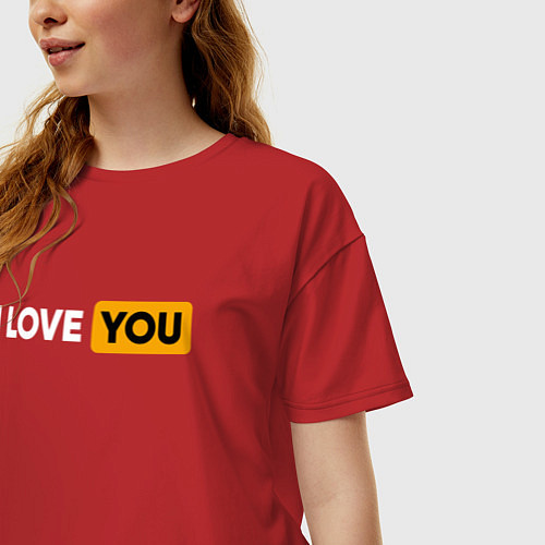 Женская футболка оверсайз I LOVE YOU HUB / Красный – фото 3
