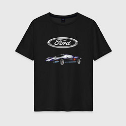 Футболка оверсайз женская Ford Racing, цвет: черный