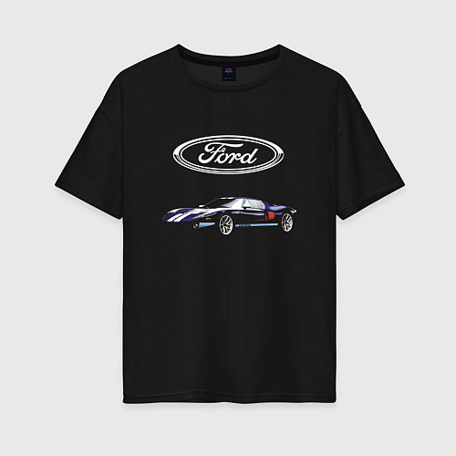 Женская футболка оверсайз Ford Racing / Черный – фото 1