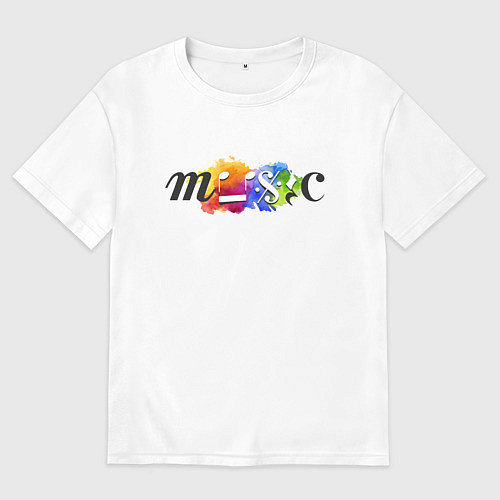 Женская футболка оверсайз Music Цветная Портрет / Белый – фото 1