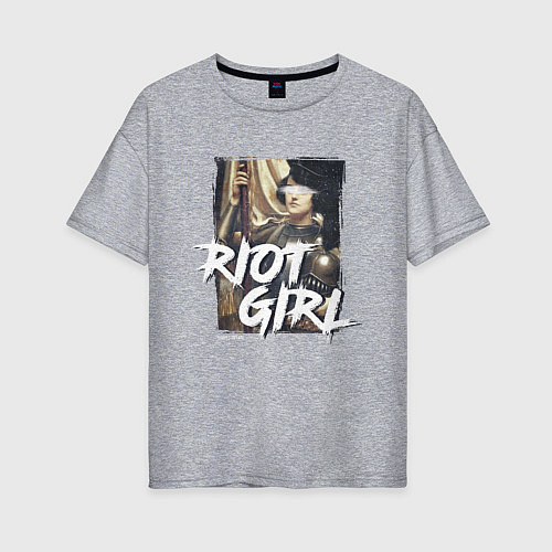 Женская футболка оверсайз Мятежная девушка / Меланж – фото 1
