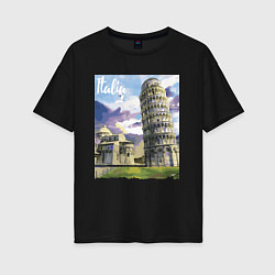 Женская футболка оверсайз Италия Пизанская башня