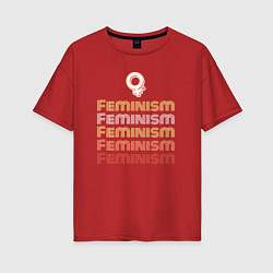 Футболка оверсайз женская Feminism - retro, цвет: красный