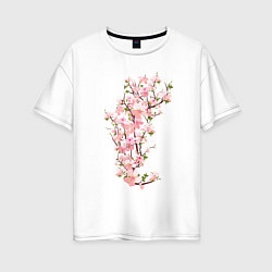 Женская футболка оверсайз Весна Цветущая сакура Japan