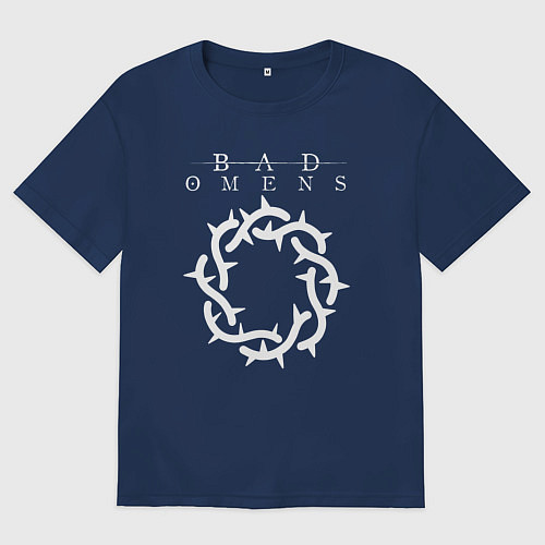 Женская футболка оверсайз Bad Omens logo / Тёмно-синий – фото 1