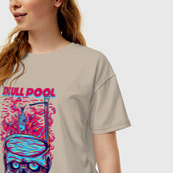 Футболка оверсайз женская Череп с бассейном, цвет: миндальный — фото 2