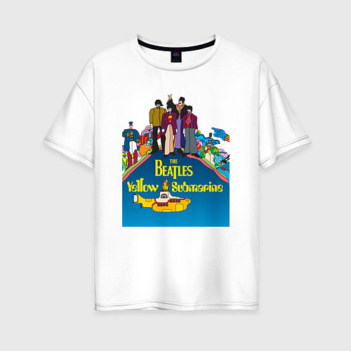 Женская футболка оверсайз The Beatles on a Yellow Submarine / Белый – фото 1