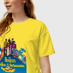 Футболка оверсайз женская The Beatles on a Yellow Submarine, цвет: желтый — фото 2