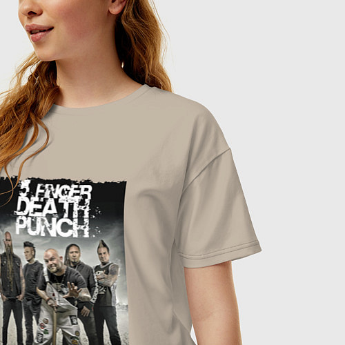 Женская футболка оверсайз Five Finger Death Punch! / Миндальный – фото 3