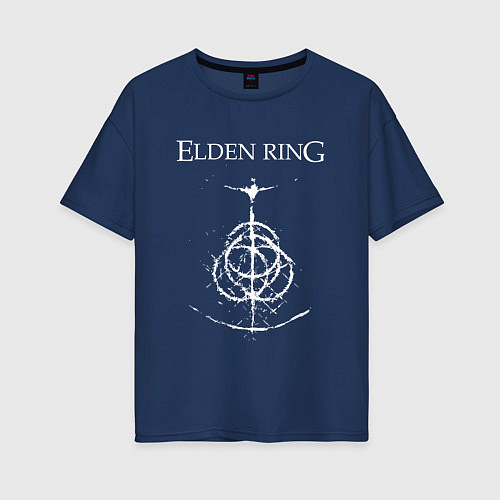 Женская футболка оверсайз Elden ring лого / Тёмно-синий – фото 1