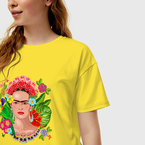 Женская футболка оверсайз Фрида Кало Мексика Художник Феминист / Желтый – фото 3
