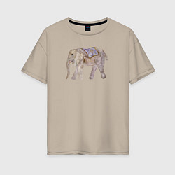 Женская футболка оверсайз Африканский слон в попоне