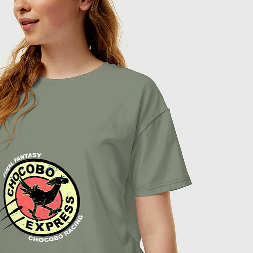 Женская футболка оверсайз Чокобо экспресс / Авокадо – фото 3