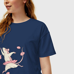 Футболка оверсайз женская Мышь-балерина, цвет: тёмно-синий — фото 2