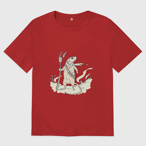 Женская футболка оверсайз Мышь в пустоши / Красный – фото 1