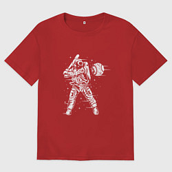 Женская футболка оверсайз Космический бейсбол