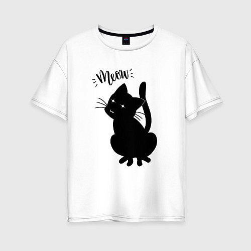 Женская футболка оверсайз Кошка Луна Meow / Белый – фото 1