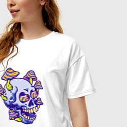 Футболка оверсайз женская Mushrooms & Skull, цвет: белый — фото 2