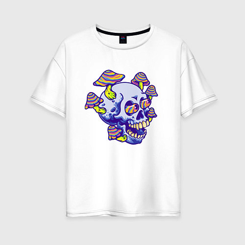 Женская футболка оверсайз Mushrooms & Skull / Белый – фото 1