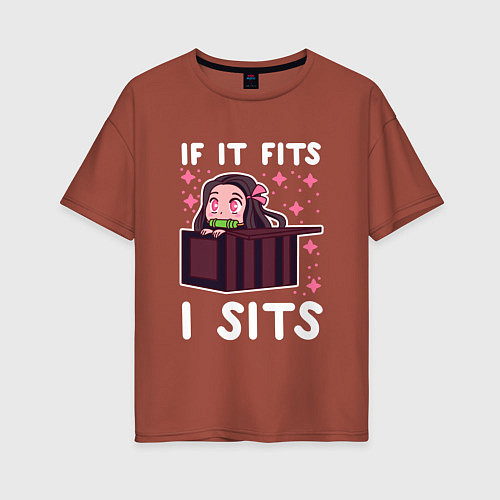 Женская футболка оверсайз IF IT FITS I SITS КЛИНОК КРД / Кирпичный – фото 1