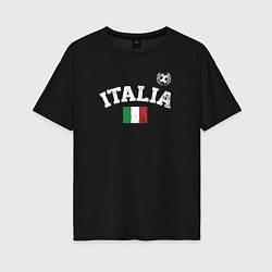 Футболка оверсайз женская Футбол Италия, цвет: черный
