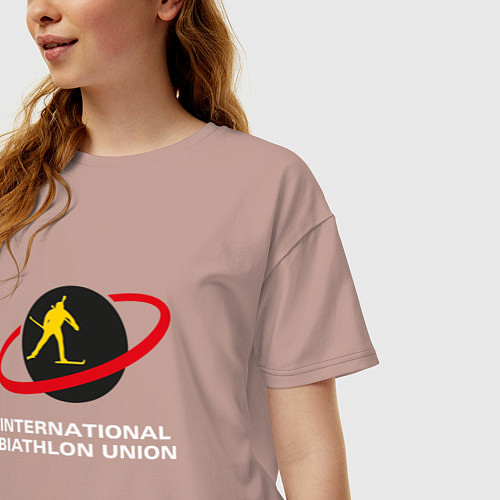 Женская футболка оверсайз Биатлон Лого / Пыльно-розовый – фото 3