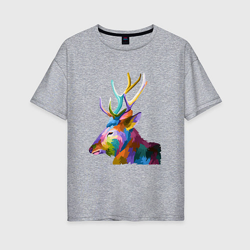 Женская футболка оверсайз Цветной олень Colored Deer / Меланж – фото 1