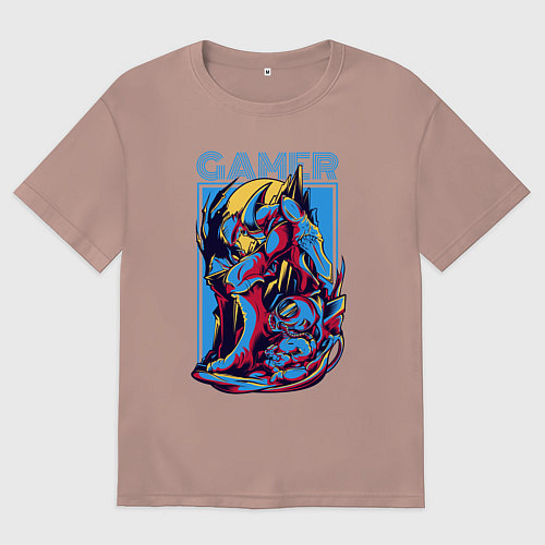 Женская футболка оверсайз Геймер ребёнок / Пыльно-розовый – фото 1