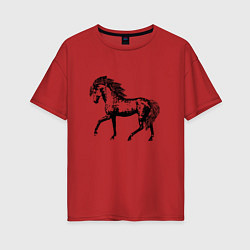 Футболка оверсайз женская Мустанг Лошадь, цвет: красный