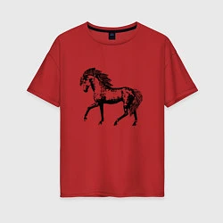 Женская футболка оверсайз Мустанг Лошадь