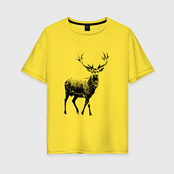 Женская футболка оверсайз Черный олень Black Deer
