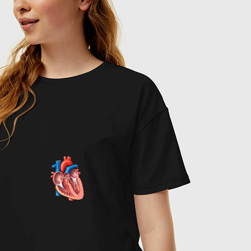 Женская футболка оверсайз Анатомия Сердце / Черный – фото 3