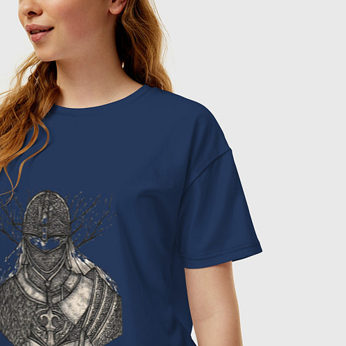 Женская футболка оверсайз Elden Ring Погасший Рыцарь / Тёмно-синий – фото 3