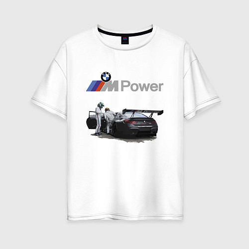 Женская футболка оверсайз BMW Motorsport M Power Racing Team / Белый – фото 1