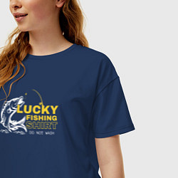 Футболка оверсайз женская Счастливая рыбацкая футболка не стирать, цвет: тёмно-синий — фото 2