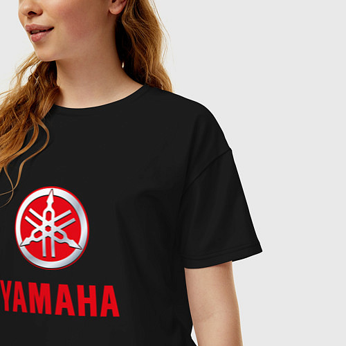 Женская футболка оверсайз Yamaha Логотип Ямаха / Черный – фото 3