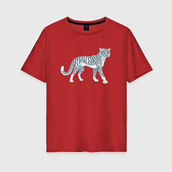 Женская футболка оверсайз Водяной голубой тигр, символ 2022