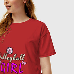 Футболка оверсайз женская Volleyball - Girl, цвет: красный — фото 2